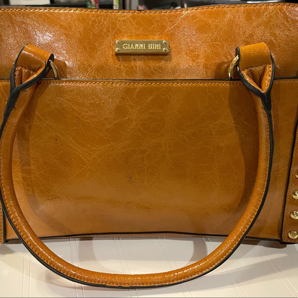 Gianni Bini Brown Leather Studded Purse